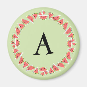 Watermeloen groene artikelen Cirkelmonogram Magneet