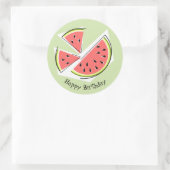 Watermeloen groene artikelen Happy Birthday round Ronde Sticker (Tas)