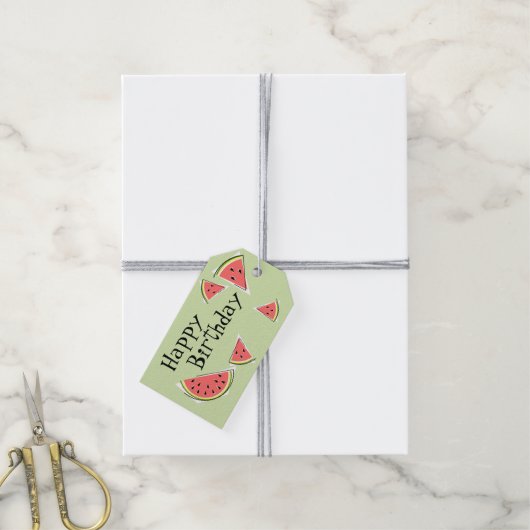 Watermeloen groene artikelen Zijdag Cadeaulabel (Met Touw)