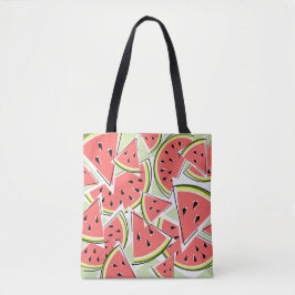 Watermeloen Groene canvas tas roze achterzijde
