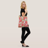 Watermeloen Groene canvas tas roze achterzijde (Op model)