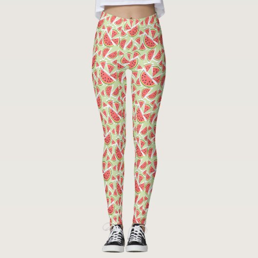 Watermeloen groene multi-leggings leggings (Voorkant)