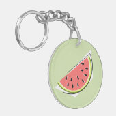 Watermeloen groene slice dubbelzijdig sleutelhanger (Voorkant Links)