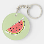 Watermeloen groene slice dubbelzijdig sleutelhanger (Achterkant)