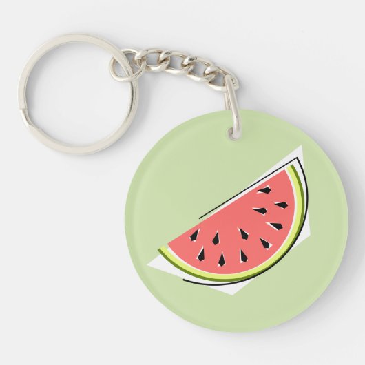 Watermeloen groene slice dubbelzijdig sleutelhanger (Voorkant)
