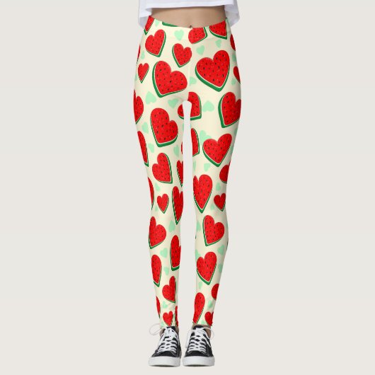 Watermeloen Hart Valentijnsdag Vrij Palestina Leggings (Voorkant)