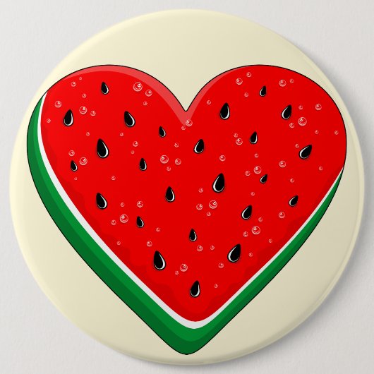 Watermeloen Hart Valentijnsdag Vrij Palestina Ronde Button 6,0 Cm (Voorkant)