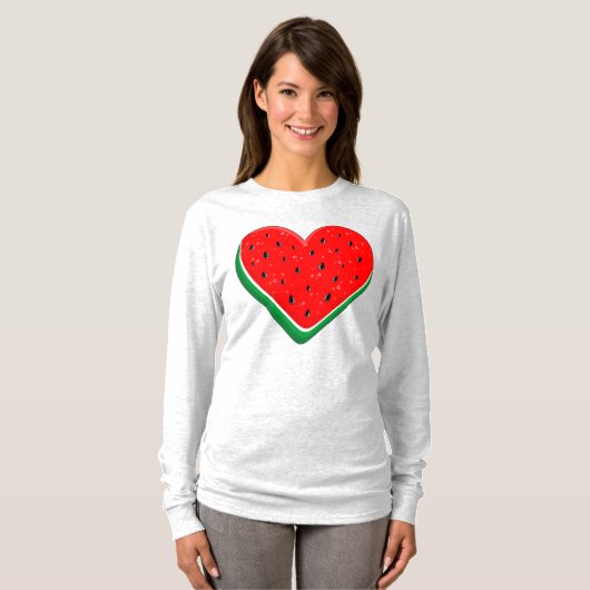 Watermeloen Hart Valentijnsdag Vrij Palestina T-shirt (Voorkant volledig)