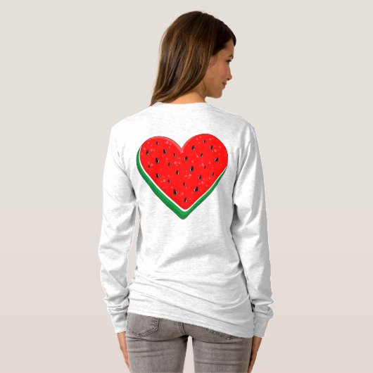 Watermeloen Hart Valentijnsdag Vrij Palestina T-shirt (Achterkant volledig)