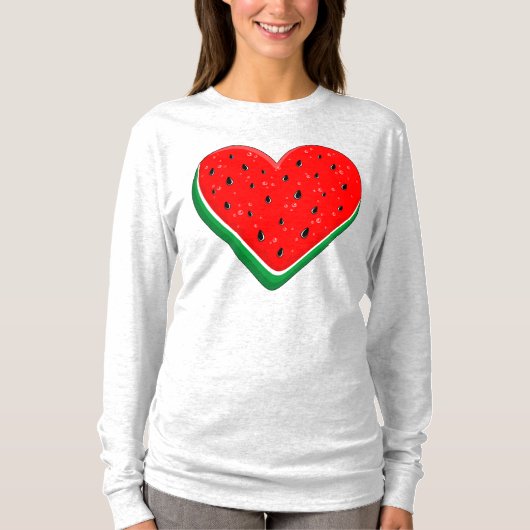 Watermeloen Hart Valentijnsdag Vrij Palestina T-shirt (Voorkant)