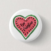 Watermeloen Hart "Vrij Palestina" Ronde Button 3,2 Cm (Voorkant)