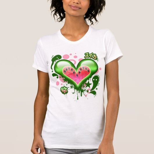 Watermeloen Heart (Versie 2) T-shirt (Voorkant)