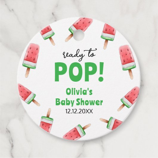 Watermeloen Ice Cream Popcicle Baby shower Bedankjes Labels (Voorkant)