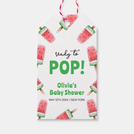 Watermeloen Ice Cream Popcicle Baby shower Cadeaulabel (Voorkant)