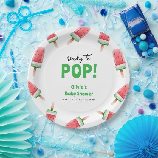Watermeloen Ice Cream Popcicle Baby shower Papieren Bordje (Feest)