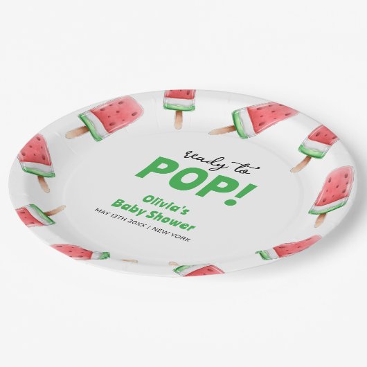 Watermeloen Ice Cream Popcicle Baby shower Papieren Bordje (Gekanteld)