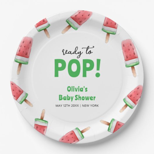 Watermeloen Ice Cream Popcicle Baby shower Papieren Bordje (Voorkant)