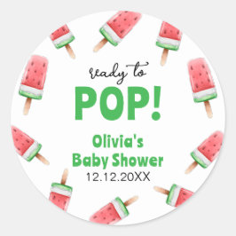 Watermeloen Ice Cream Popcicle Baby shower Ronde Sticker