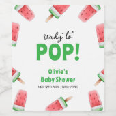 Watermeloen Ice Cream Popcicle Baby shower Wijn Etiket (Enkel label)