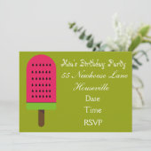 Watermeloen ijsblok lolly meisje Feestje Kaart (Staand voorkant)