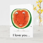 Watermeloen, ik hou van je... kaart (Gele Bloem)