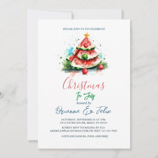 Watermeloen Ik Kerstmis In Juli Kaart (Voorkant)