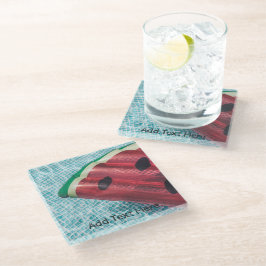 Watermeloen in zwembad glazen onderzetter