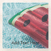 Watermeloen in zwembad glazen onderzetter (Voorkant)