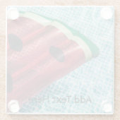 Watermeloen in zwembad glazen onderzetter (Achterkant)