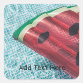 Watermeloen in zwembad vierkante sticker (Voorkant)