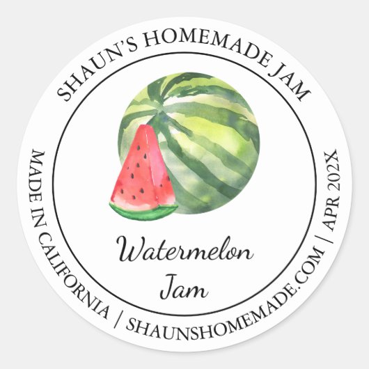 Watermeloen Jam Modern label (Voorkant)