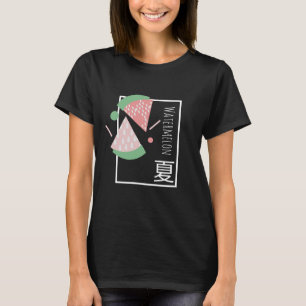 Watermeloen Japanse Watermeloen Lettering Zwart T-shirt