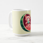 Watermeloen Kat Koffiepauze Koffiemok (Voorkant links)