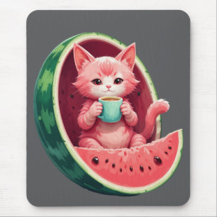Watermeloen Kat Koffiepauze Muismat