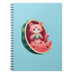 Watermeloen Kat Koffiepauze Notitieboek