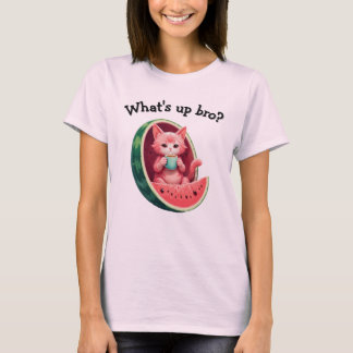 Watermeloen Kat Koffiepauze T-shirt
