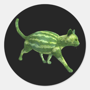 Watermeloen Kat Ronde Sticker
