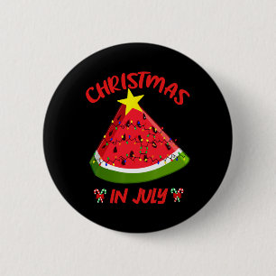 Watermeloen Kerstboom Kerst in Juli Zomer Ronde Button 5,7 Cm