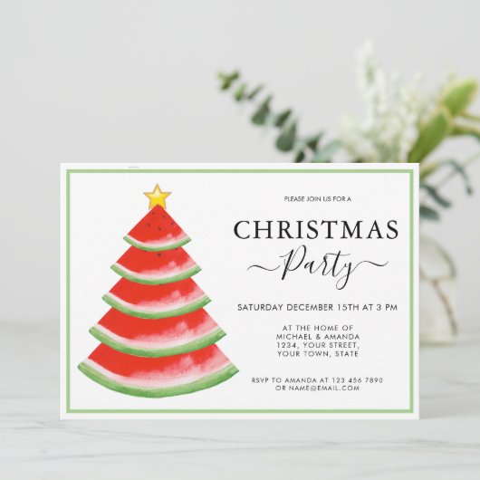 Watermeloen Kerstfeest Kaart (Staand voorkant)