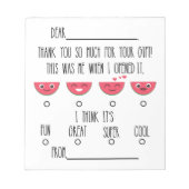 Watermeloen Kinder Dank u Blocnote (Voorkant)