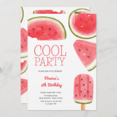 Watermeloen koele feestverjaardag kaart (Voorkant / Achterkant)