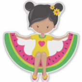 Watermeloen, Latina Girl, Dress, Teenslippers Sticker (Voorkant)