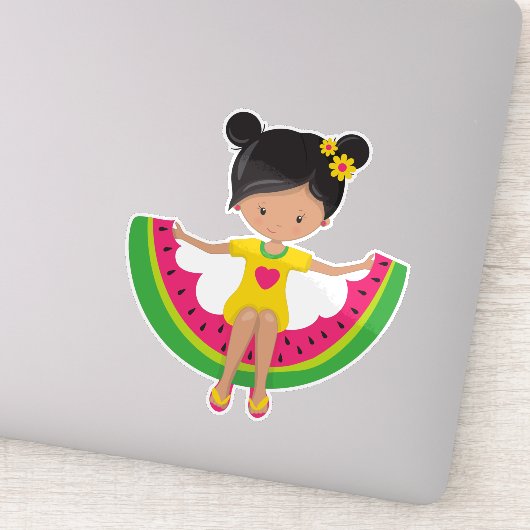 Watermeloen, Latina Girl, Dress, Teenslippers Sticker (Detail)