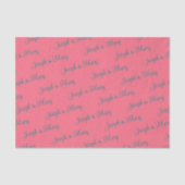Watermeloen & Levendig Teal Script Zomerhuwelijk Tissuepapier (Voorkant)