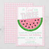 Watermeloen, lief om drie te zijn, meisjes Glitter Kaart (Voorkant / Achterkant)