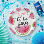 Watermeloen Lief om Vier Verjaardagsfeest te zijn Papieren Bordje (Feest)