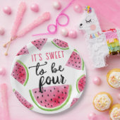 Watermeloen Lief om Vier Verjaardagsfeest te zijn Papieren Bordje (Feest)