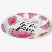 Watermeloen Lief om Vier Verjaardagsfeest te zijn Papieren Bordje (Gekanteld)