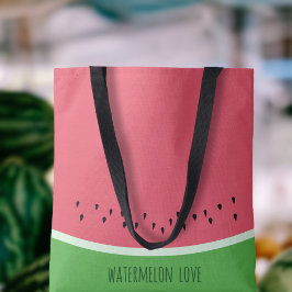 Watermeloen Liefde Gepersonaliseerde Roze en Groen Tote Bag