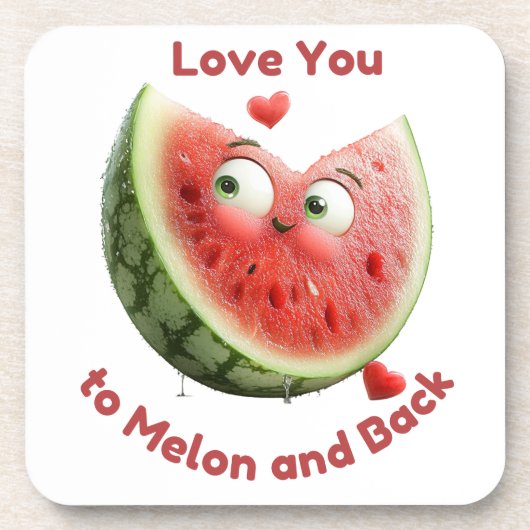 Watermeloen Liefde: Zoet & Sappig Hart Bier Onderzetter (Voorkant)